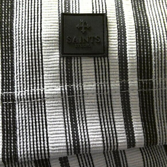 NEW Saints Studio Men's Short Sleeve Shirt Logo Black & White Stripe NWT $58 XL - Picture 6 of 8